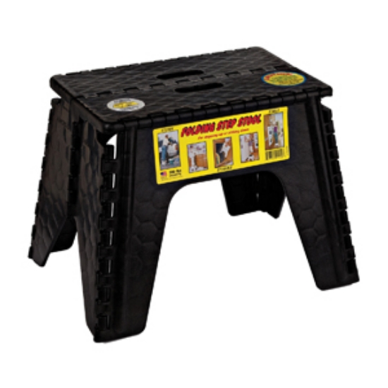 Picture of B&R Plastics EZ-Foldz 12"H Black Plastic Folding Step Stool 103-6BK 03-1215                                                  