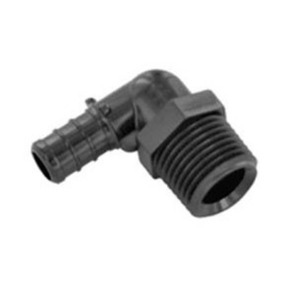 Picture of BestPEX  1/2" PEX x 1/2" MPT Black Plastic Fresh Water 90 Deg Elbow 28803 10-0955                                            