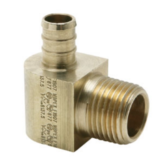 Picture of BestPEX  1/2" PEX x 1/2" MPT Brass Fresh Water 90 Deg Elbow 51146 72-0829                                                    