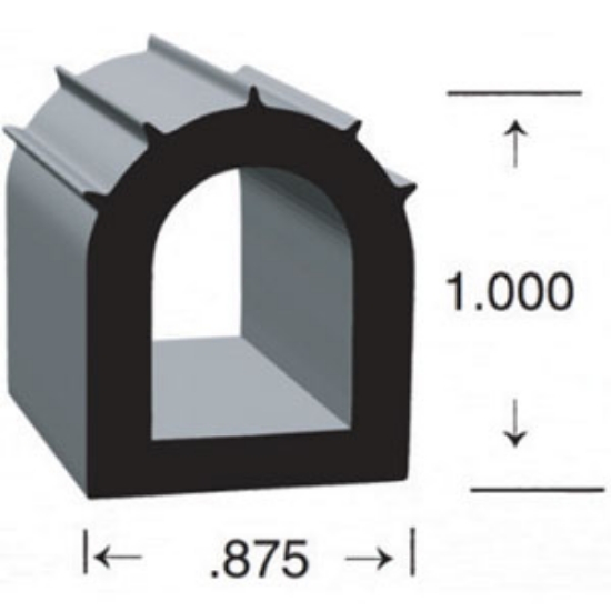 Picture of Clean Seal  Black 50'L x 7/8"W x 1"D D-Type EPDM Seal 2828B-ST-50 13-1759                                                    