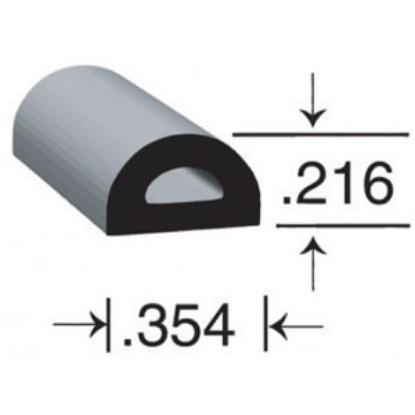 Picture of Clean Seal  Black EPDM 0.406"Wx0.438"Hx50'L D-Type Seal 1085H2-50 13-1750                                                    