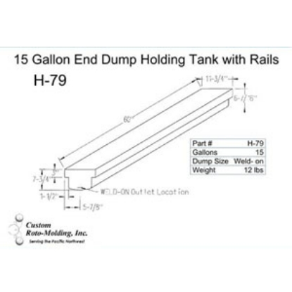 Picture of Custom Roto Molding  15 Gal End Dump Polyethylene Waste Holding Tank H-79 11-1042                                            