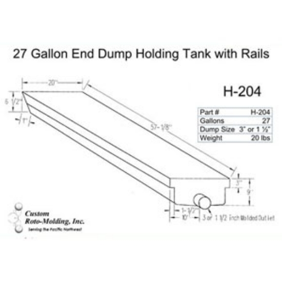 Picture of Custom Roto Molding  27 Gal End Dump Polyethylene Waste Holding Tank H-204 11-1025                                           