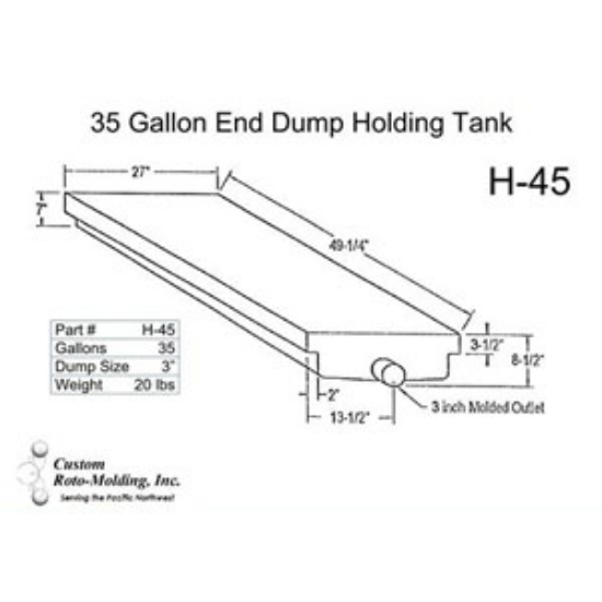 Picture of Custom Roto Molding  40 Gal End Dump Polyethylene Waste Holding Tank H-45 11-1031                                            