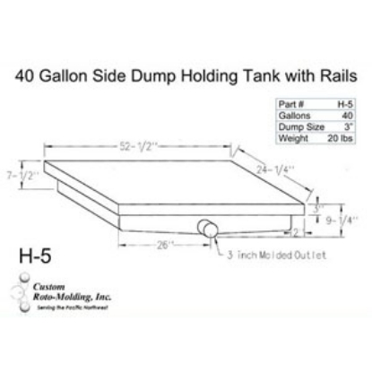 Picture of Custom Roto Molding  40 Gal Side Dump Polyethylene Waste Holding Tank H-5 11-1016                                            