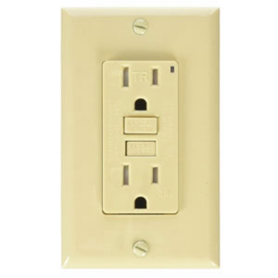 Picture of Diamond Group  Ivory 120V/ 15A Indoor/ Outdoor GFI Receptacle DG15VVP 19-1347                                                