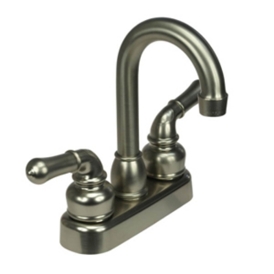 Picture of Dura Faucet Classical Series Nickel w/Teapot Handles 4" Lavatory Faucet w/Hi-Arc Spout DF-PB150C-SN 10-0644                  