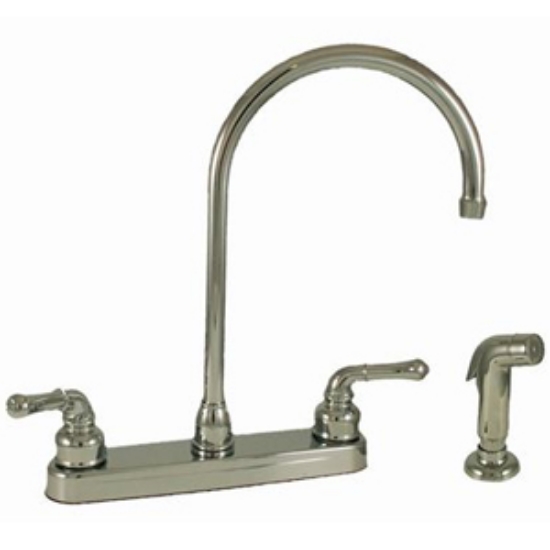 Picture of Empire Brass Ultra Line Chrome w/ Teapot Handles 8" Kitchen Faucet w/Gooseneck Spout U-YCH801GS 10-0149                      