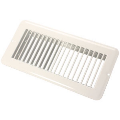 Picture of JR Products  White 4"W x 10"L Floor Heating/ Cooling Register w/o Damper 02-28985 22-0480                                    