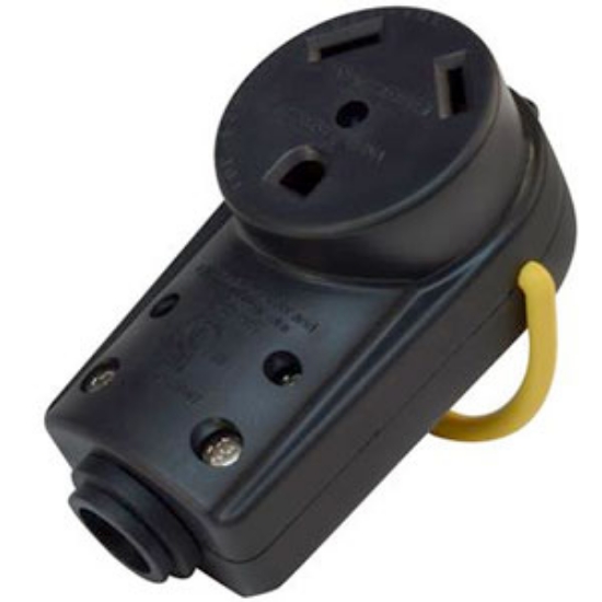 Picture of Mighty Cord  Black 30A Female Power Cord Plug End w/ Handle A10-R30VP 22-1177                                                