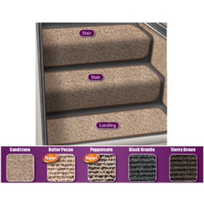 Picture of Prest-o-Fit Step Huggers (R) 23-1/2"L x 10"W Peppercorn Step Rug for Landing Steps 5-3093 04-0447                            