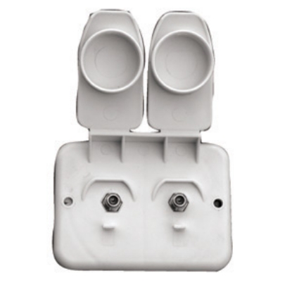 Picture of Prime Products  White Outdoor Dual Cable TV Receptacle w/ Cover 08-6212 24-1059                                              