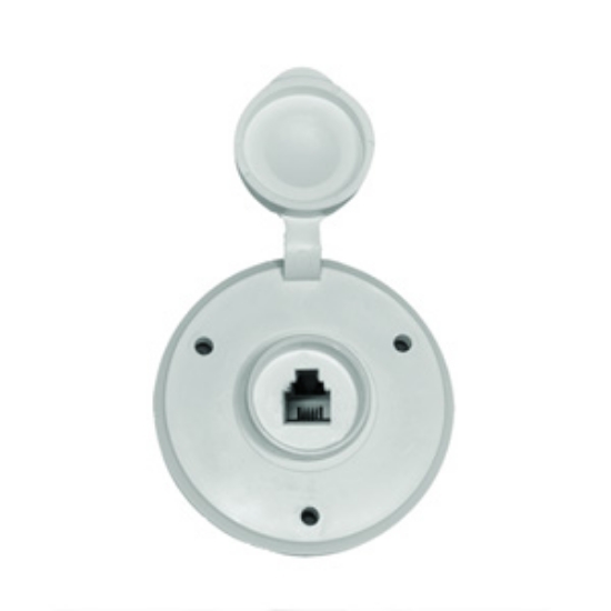 Picture of Prime Products  White Outdoor Round Single Phone Receptacle w/ Cover 08-6210 24-1002                                         