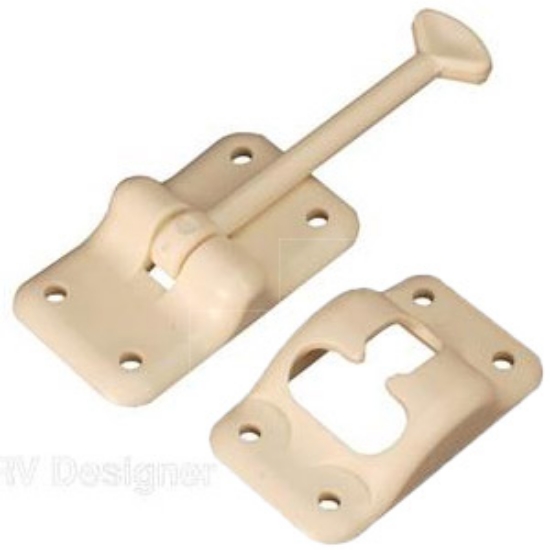 Picture of RV Designer  Colonial White Plastic 3-1/2" Straight T-Style Entry Door Holder E233 20-1803                                   