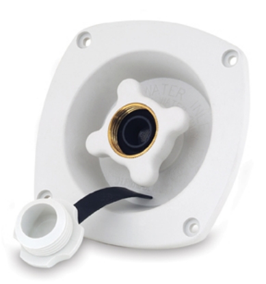 Picture of SHURflo  White Flush Mount Fresh Water Inlet w/Check Valve 183-029-18 10-0553                                                