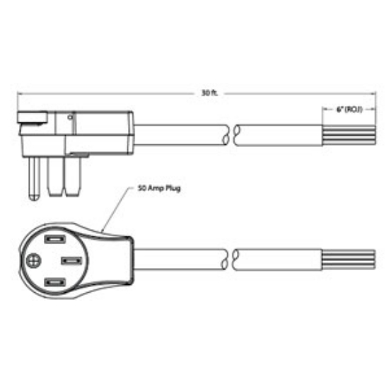 Picture of Surge Guard  30' 50A Black Power Cord w/T Pull Handle 50A30MOST 69-7644                                                      