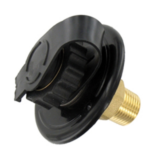 Picture of Valterra  Black Brass Flush Mount Fresh Water Inlet w/Check Valve A01-0169LF 10-0675                                         