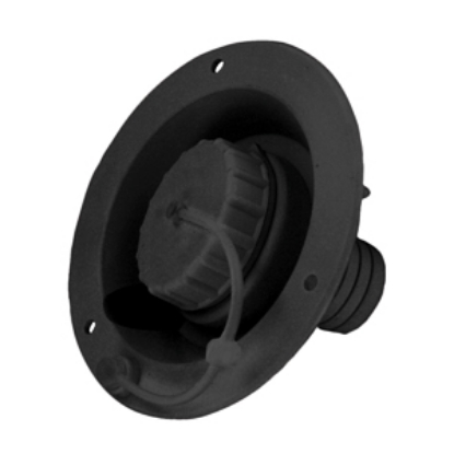 Picture of Valterra  Black Plastic Bayonet Style Fresh Water Inlet Cap w/Lanyard A0120SBKVP 10-0136                                     