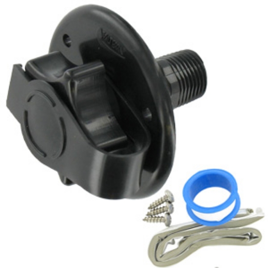 Picture of Valterra  Black Plastic Flush Mount Fresh Water Inlet w/Check Valve A01-0168BKVP 10-0168                                     