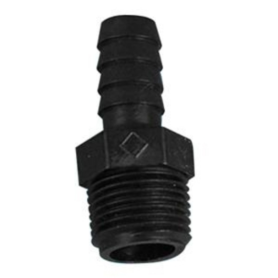 Picture of Valterra  Plastic 90 Deg Elbow 3/8" MNPT x 1/2" Barb Fresh Water Hose Connector RF842 10-0863                                