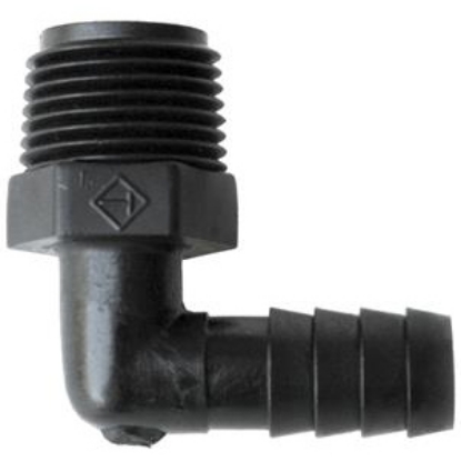 Picture of Valterra  Plastic 90 Deg Elbow 3/8" MNPT x 3/8" Barb Fresh Water Hose Connector RF835 10-0862                                