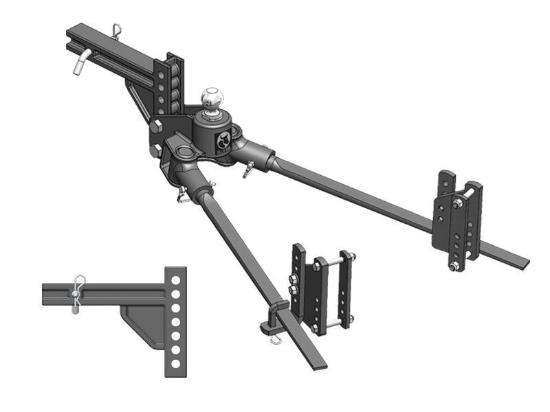 Picture of Blue Ox BXW1053 TrackPro Weight Distribution Hitch - 1000 TW Standard Shank 7 Hole With Longer L-Brackets