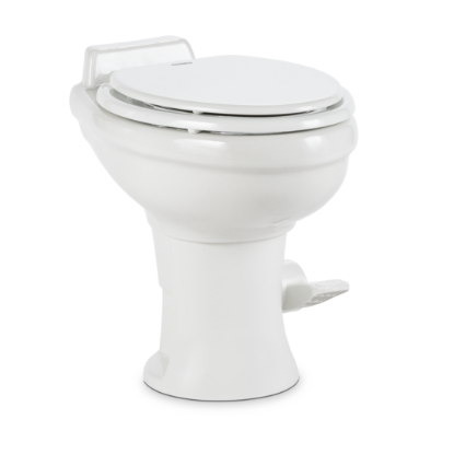 Picture of Dometic 320 Series White 18" Pedal Flush Ceramic Permanent Toilet w/ Hand Sprayer 302320181 12-0026